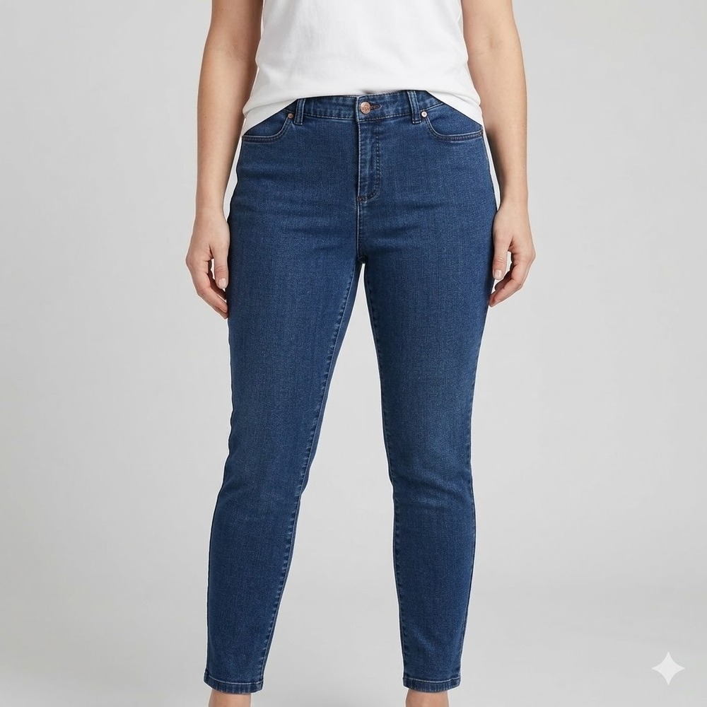 Talbots Simply Flattering 5-Pocket Jeggings Dark Wash Denim Size 14 Blue